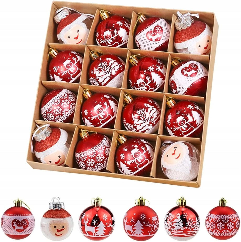 LARGE SET OF BAUBLES 6 CM 16 PCS for Christmas tree pendants UNBREAKABLE BAUBLES