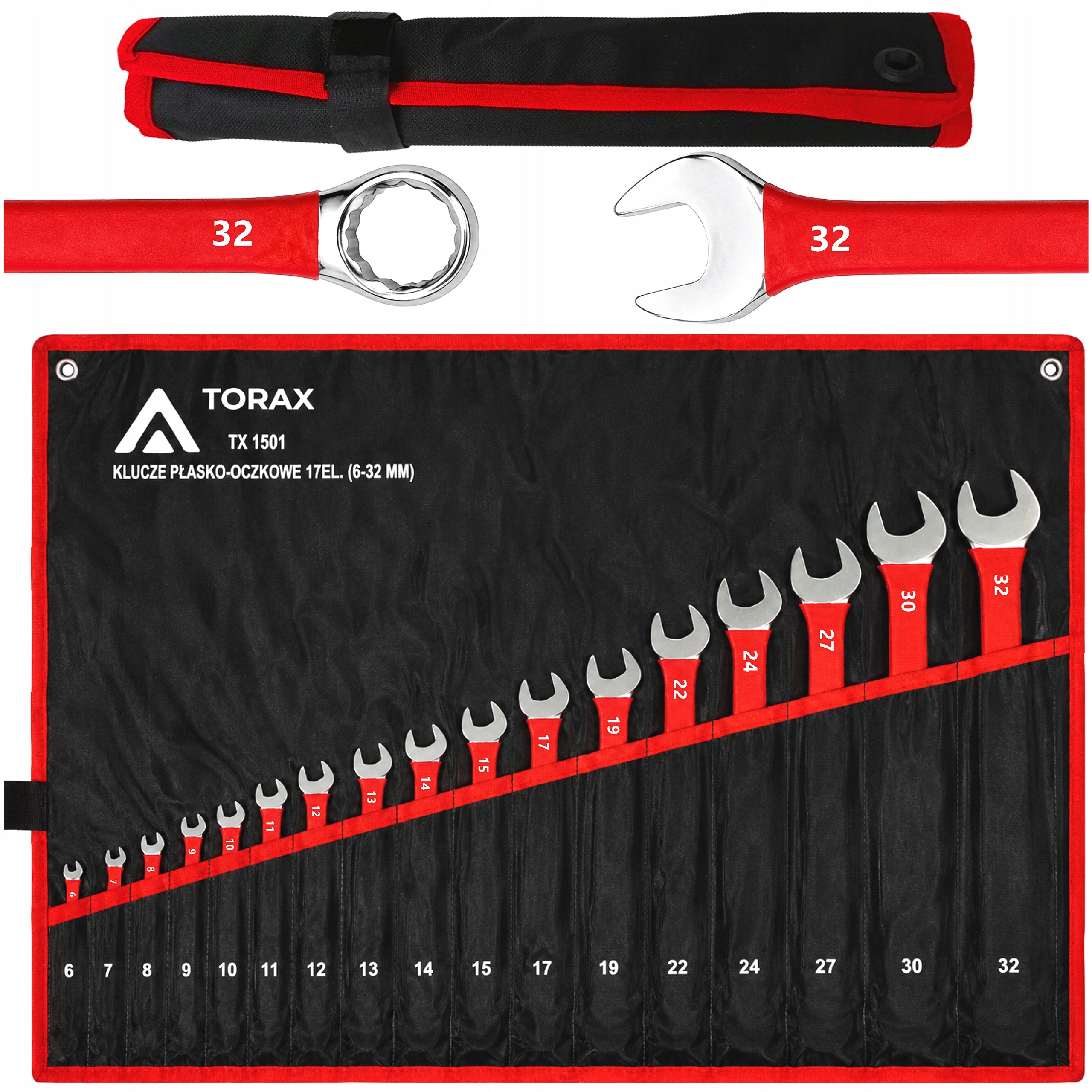 LARGE SET OF FLAT-EYE WRENCHES 17el CRV 6-32mm RUBBER FLAT MAT