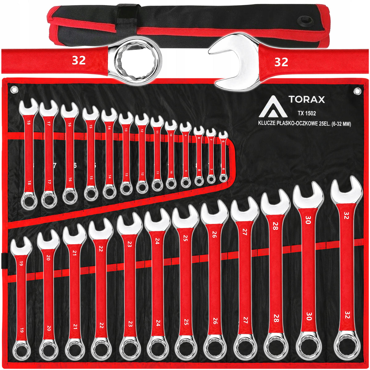 LARGE SET OF FLAT-EYE WRENCHES 25el CRV 6-32mm RUBBER FLAT MAT