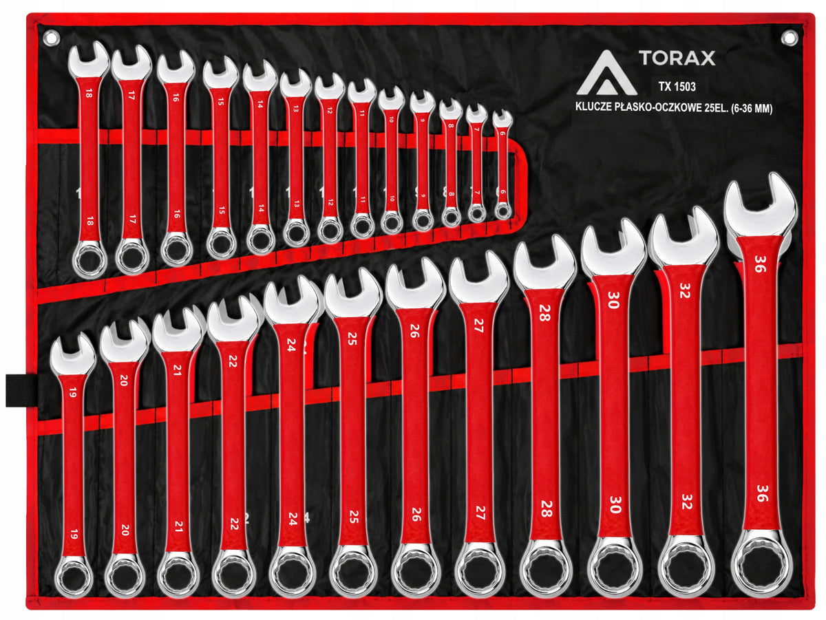 LARGE SET OF FLAT-EYE WRENCHES 25el CRV 6-36mm RUBBER FLAT MAT Manufacturer code TX1503