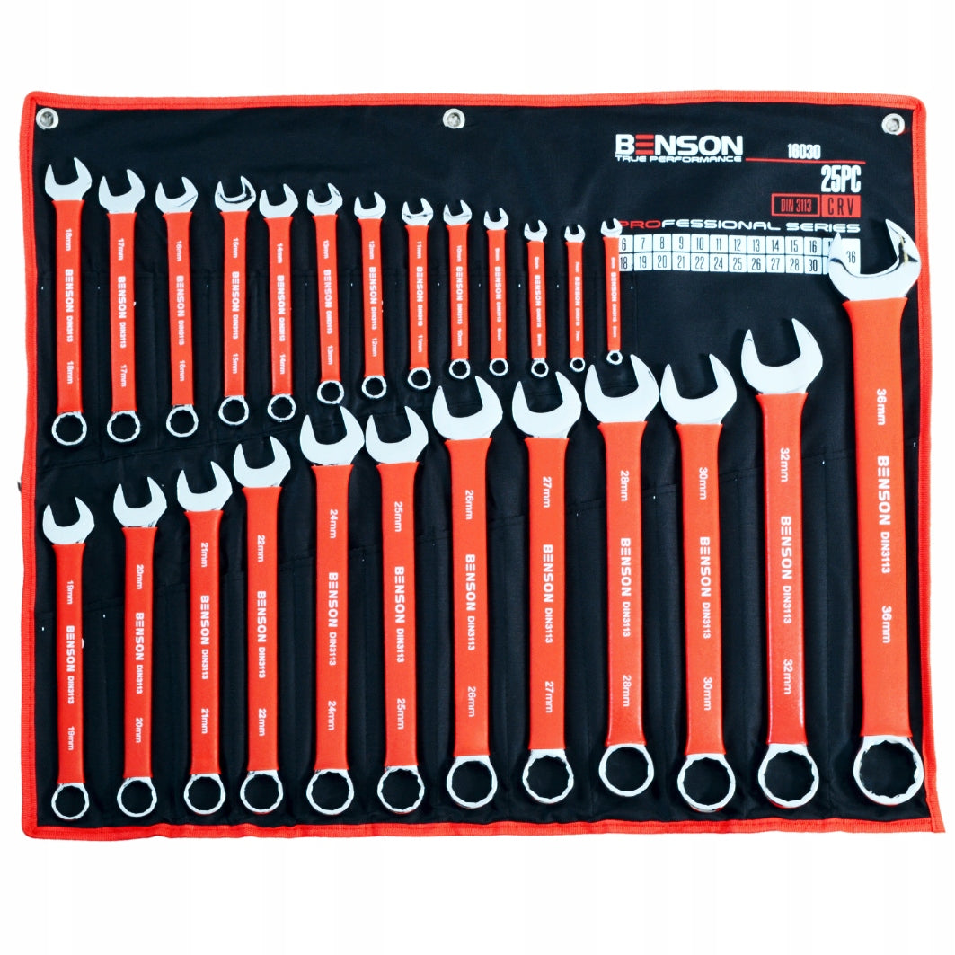 LARGE SET OF FLAT WRENCHES RUBBER 6-36MM 25EL MAT BENSON BY BLACK Brand Black