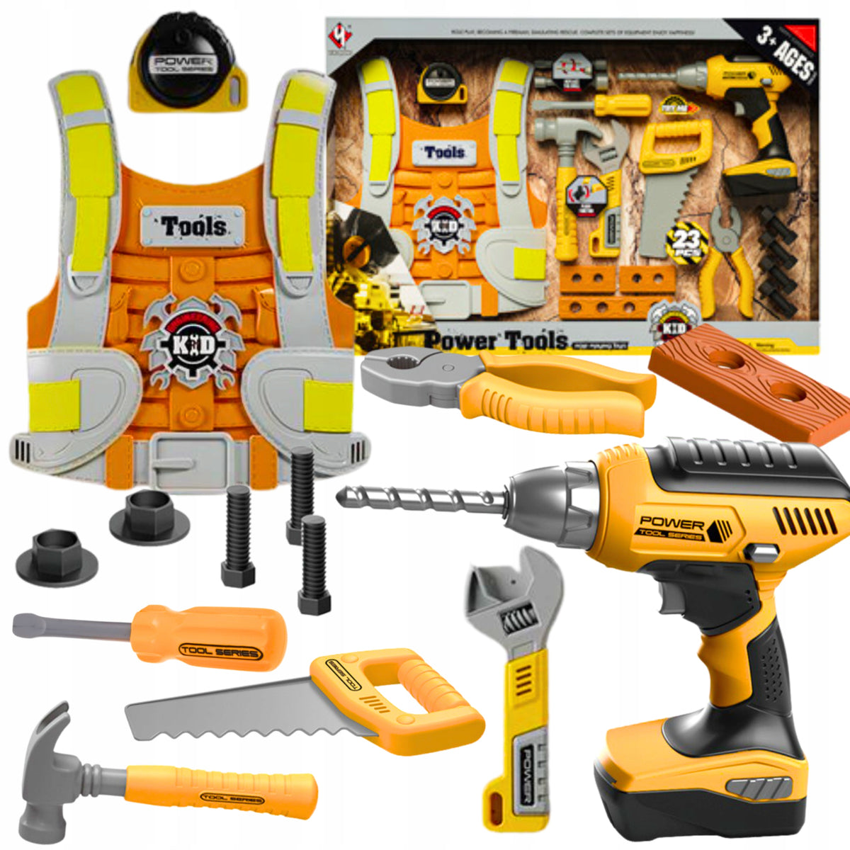 LARGE SET OF TOOLS FOR CHILDREN SMALL DIY DRILL HAMMER SAW XL Manufacturer code DUŻY ZESTAW NARZĘDZI DLA CHŁOPCA MŁOTEK