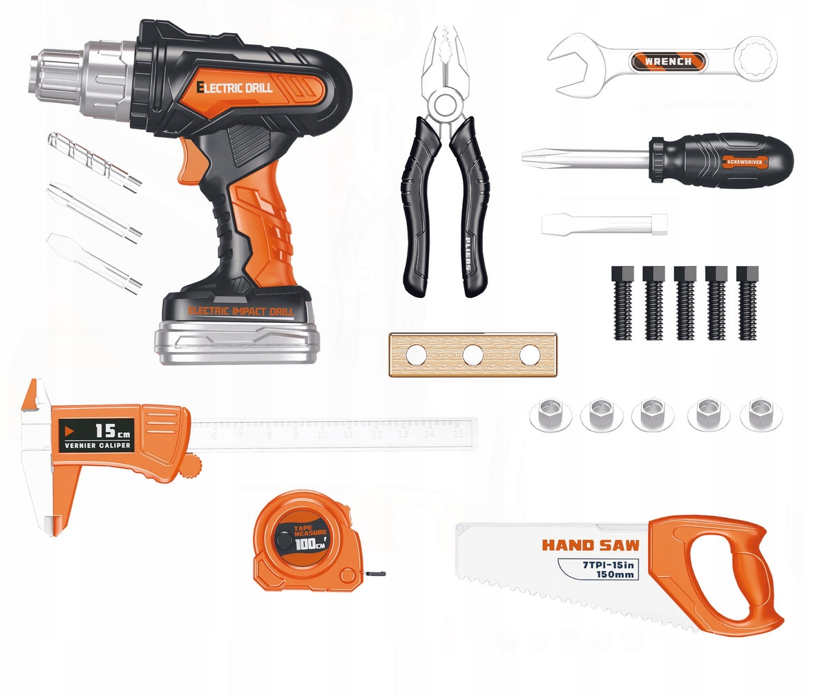 LARGE SET OF TOOLS WORKSHOP FOR CHILDREN DIY SUITCASE SCREWDRIVER Manufacturer code Zestaw narzędzi dla dzieci 24 el.
