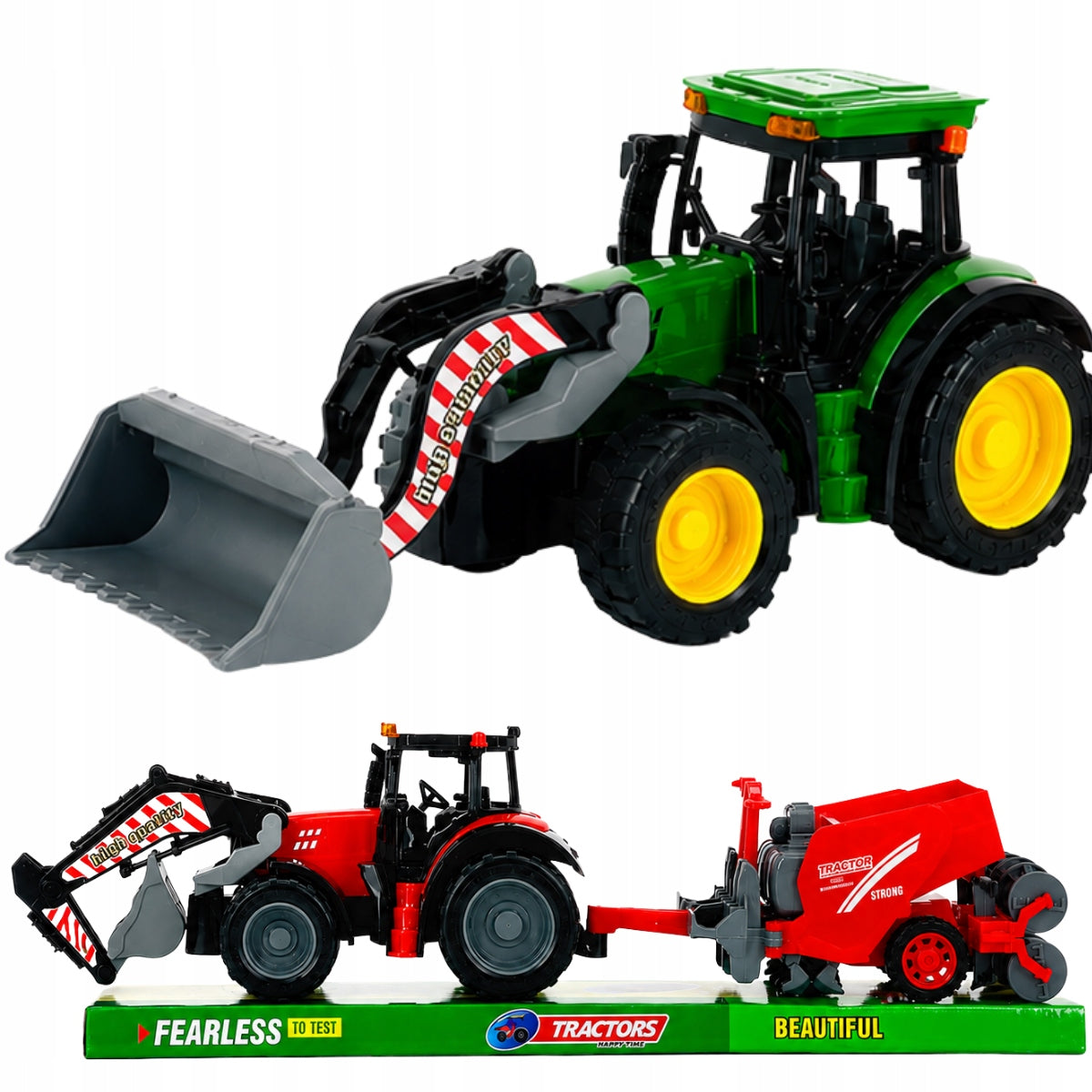 LARGE SET TRACTOR WITH MACHINE 48CM FRICTION DRIVE FARM