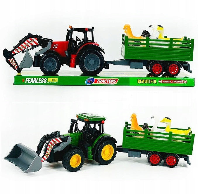 LARGE SET TRACTOR WITH TRAILER AND ANIMALS 47CM FARM Packaging status original