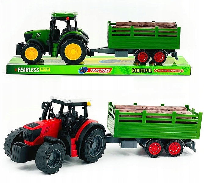 LARGE SET TRACTOR WITH TRAILER AND WOOD 38CM FARM Packaging status original