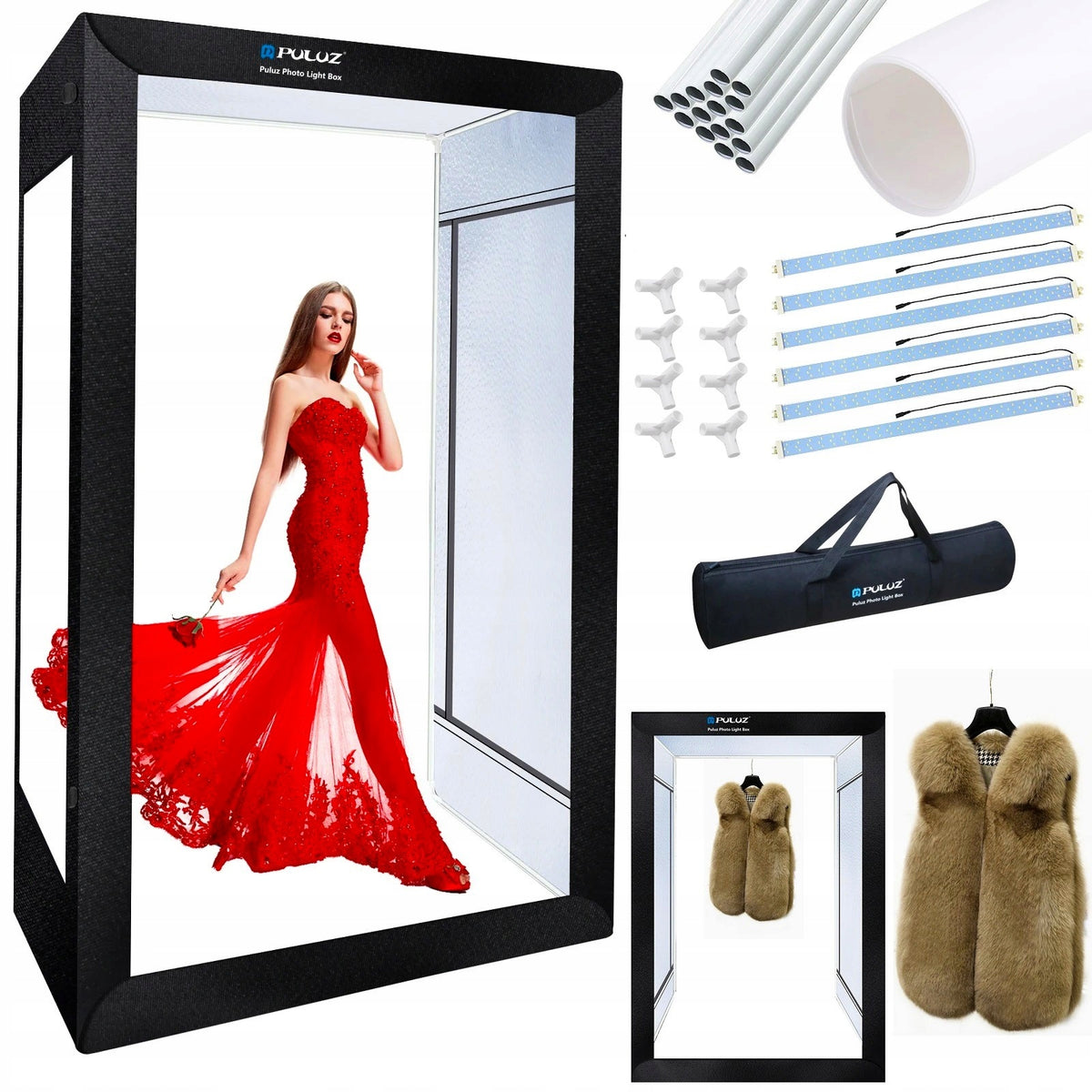 LARGE SHADOWLESS TENT PULUZ 200x120x80cm LED 6 LAMPS SESSION STUDIO PHOTO