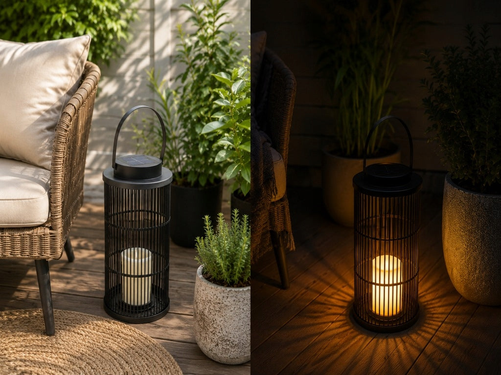 LARGE SOLAR LANTERN LED Garden Lamp LANTERN Decorative Braided Diameter/width 18.5 cm