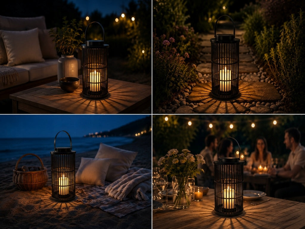 LARGE SOLAR LANTERN LED Garden Lamp LANTERN Decorative Braided Total height 47 cm