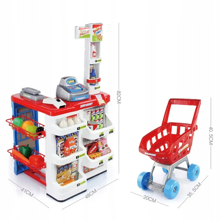 LARGE SUPERMARKET STORE CHILDREN'S STALL WITH CASH REGISTER SCALE AND SCANNER Manufacturer code I-H353