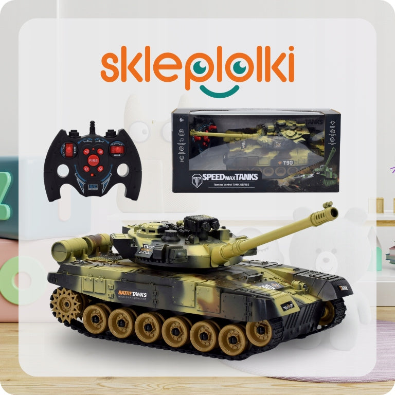 LARGE TANK REMOTE CONTROLLED ON REMOTE CONTROL RC AKU LIGHTS UP SOUND ROTATING TURRET Kid's age 6+ years