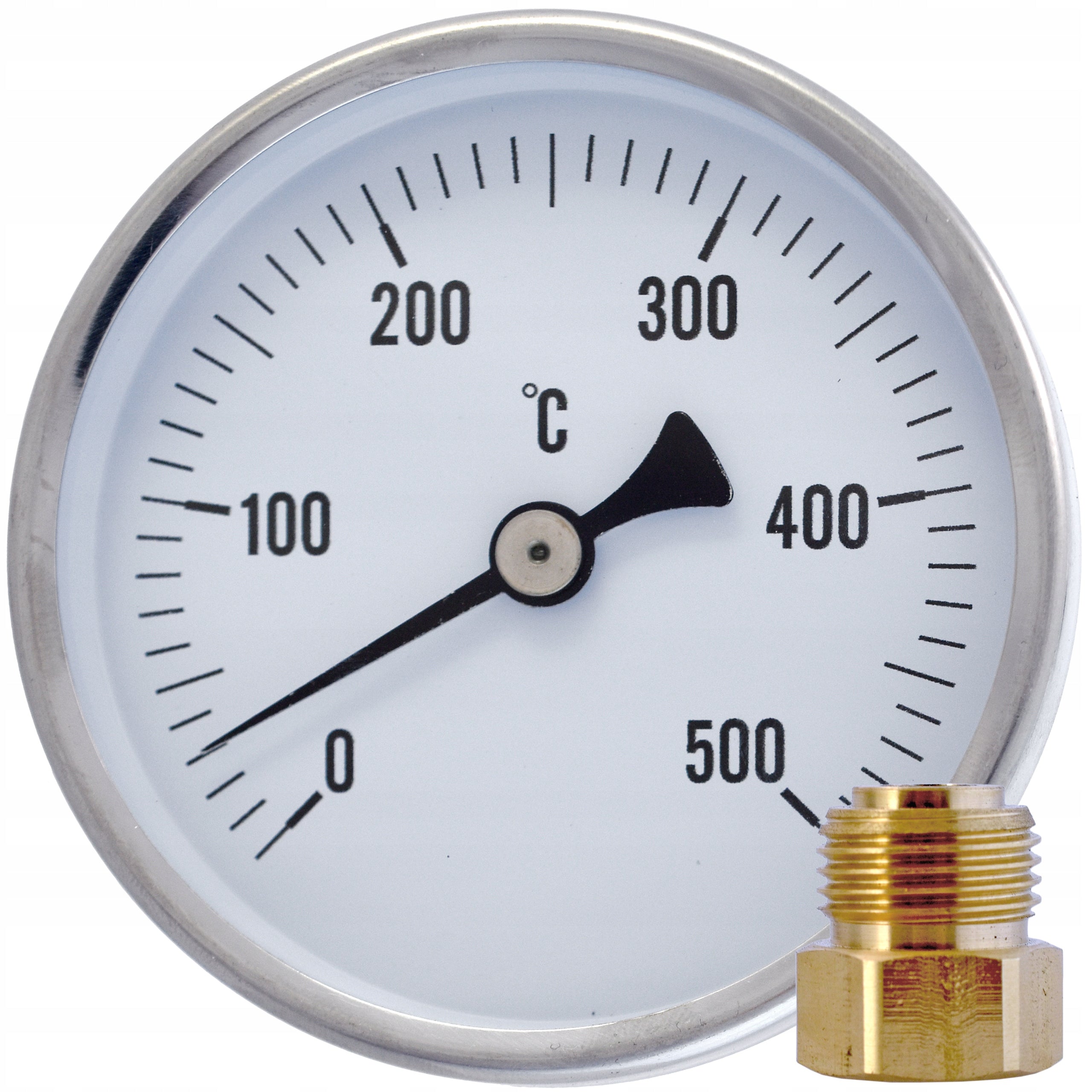 LARGE THERMOMETER with probe 15 cm for Exhaust Disc 0-500C Chimney Furnace Boiler Manufacturer code TPM05.150/80