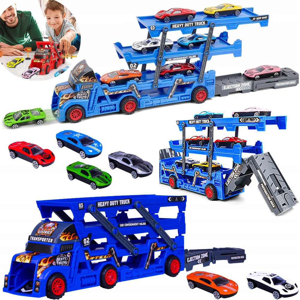 LARGE TIR tow truck with 6x car Launcher SET for children