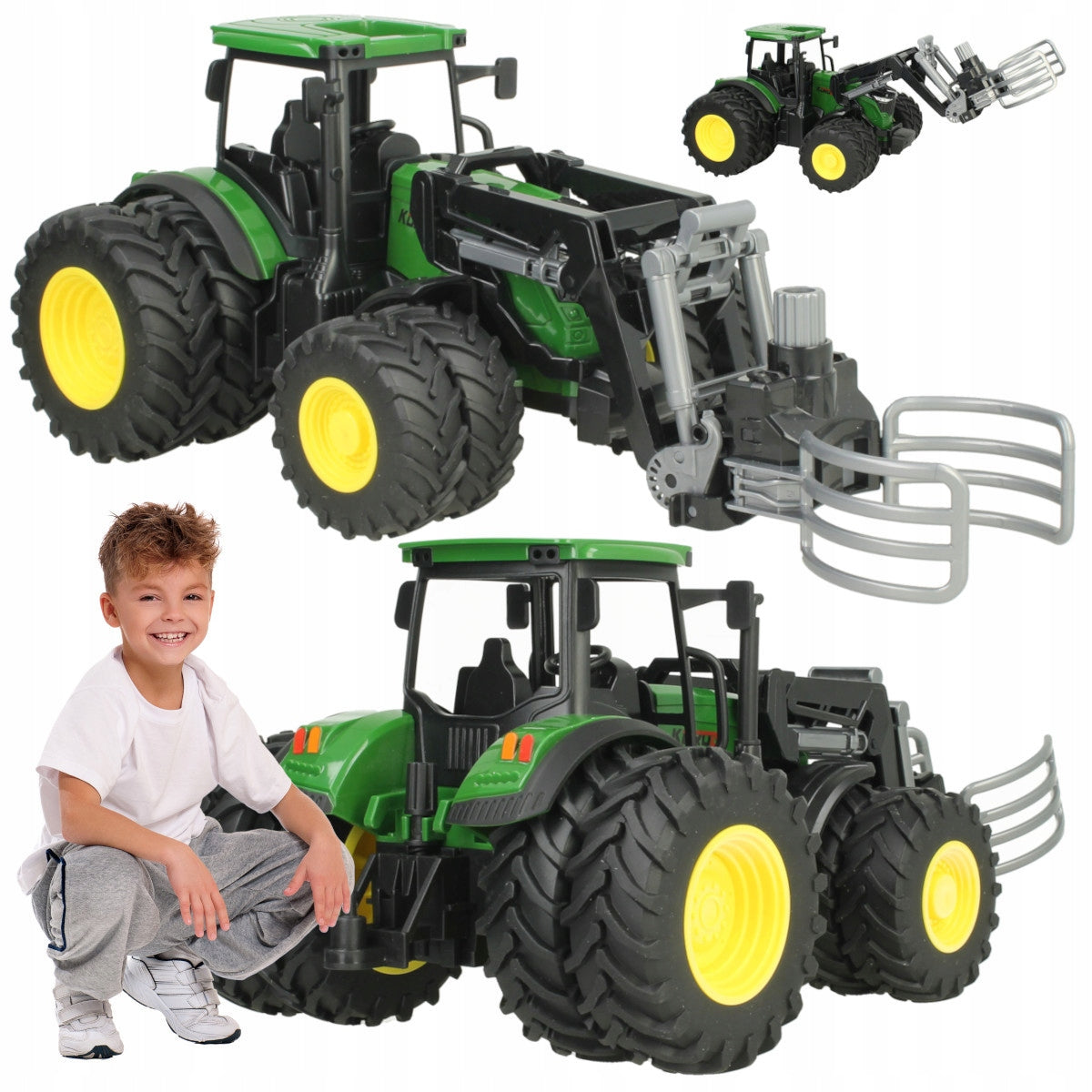 LARGE TRACTOR AGRICULTURAL TRACTOR FOR CHILDREN STRAW LOG GRIPPER HAY XXL Packaging status original