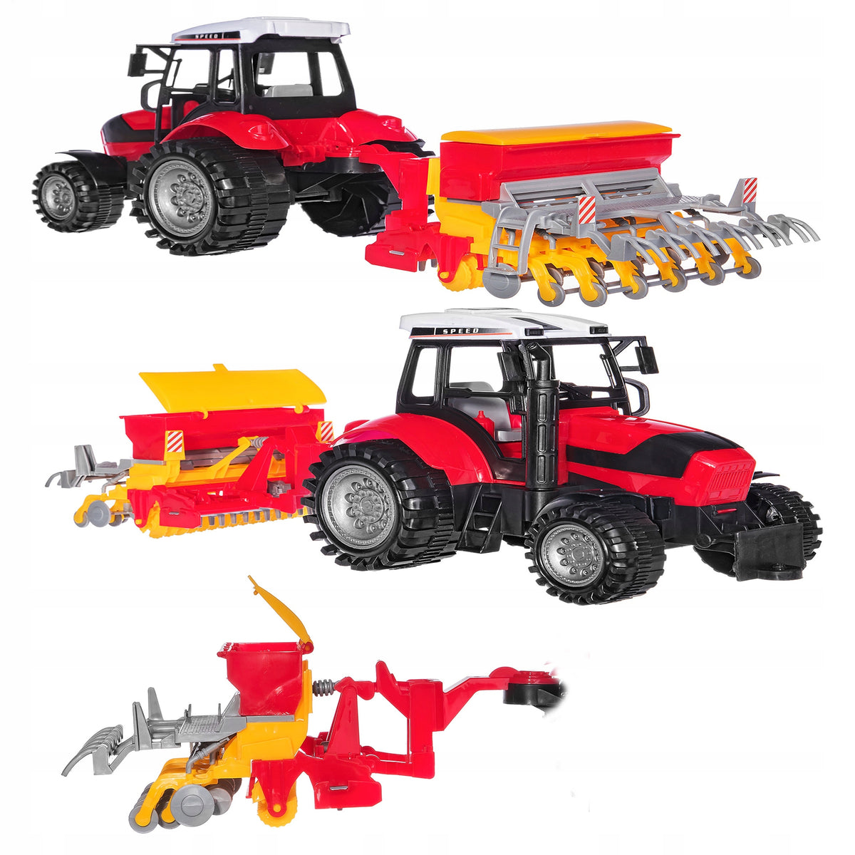LARGE TRACTOR + MACHINES Movable parts DRIVE 53 CM Brand Drobiazgarnia