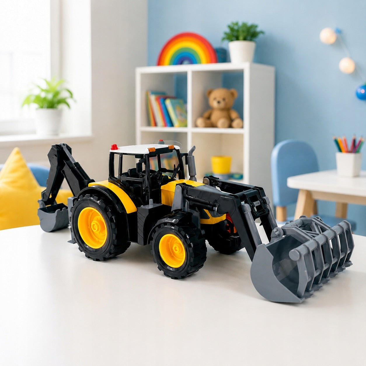 LARGE TRACTOR WITH EXCAVATOR AND BULLDOZER 43CM FRICTION DRIVE Brand no brand