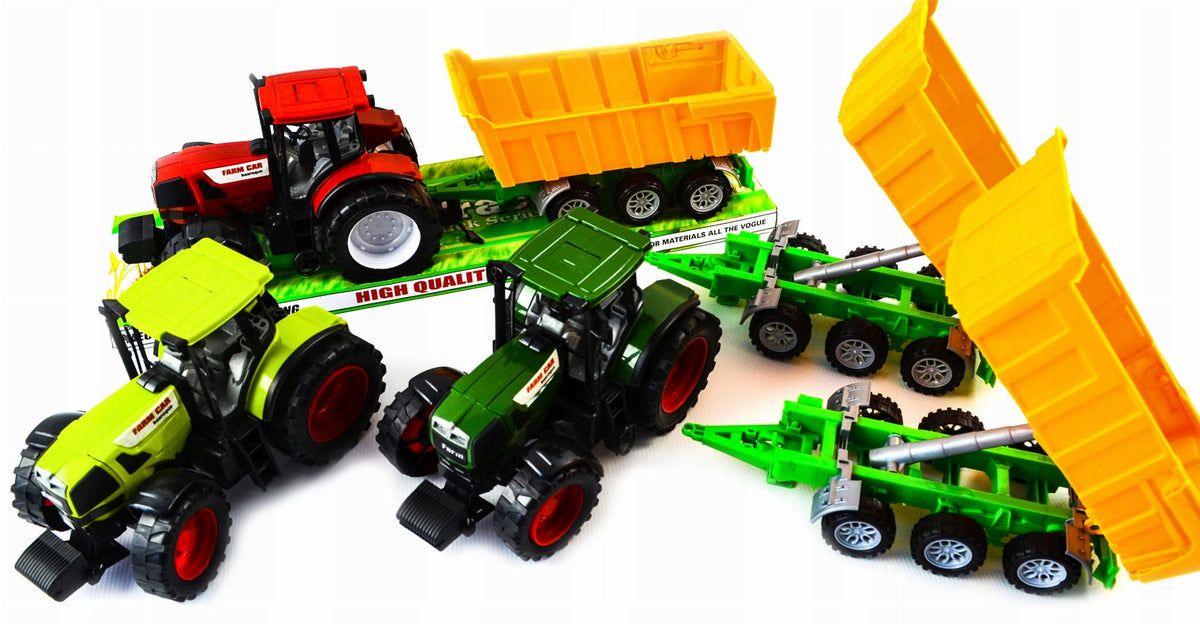 LARGE TRACTOR WITH TIPPER TRAILER 54cm MOVING ELEMENTS TOY TRACTOR Manufacturer code LT276