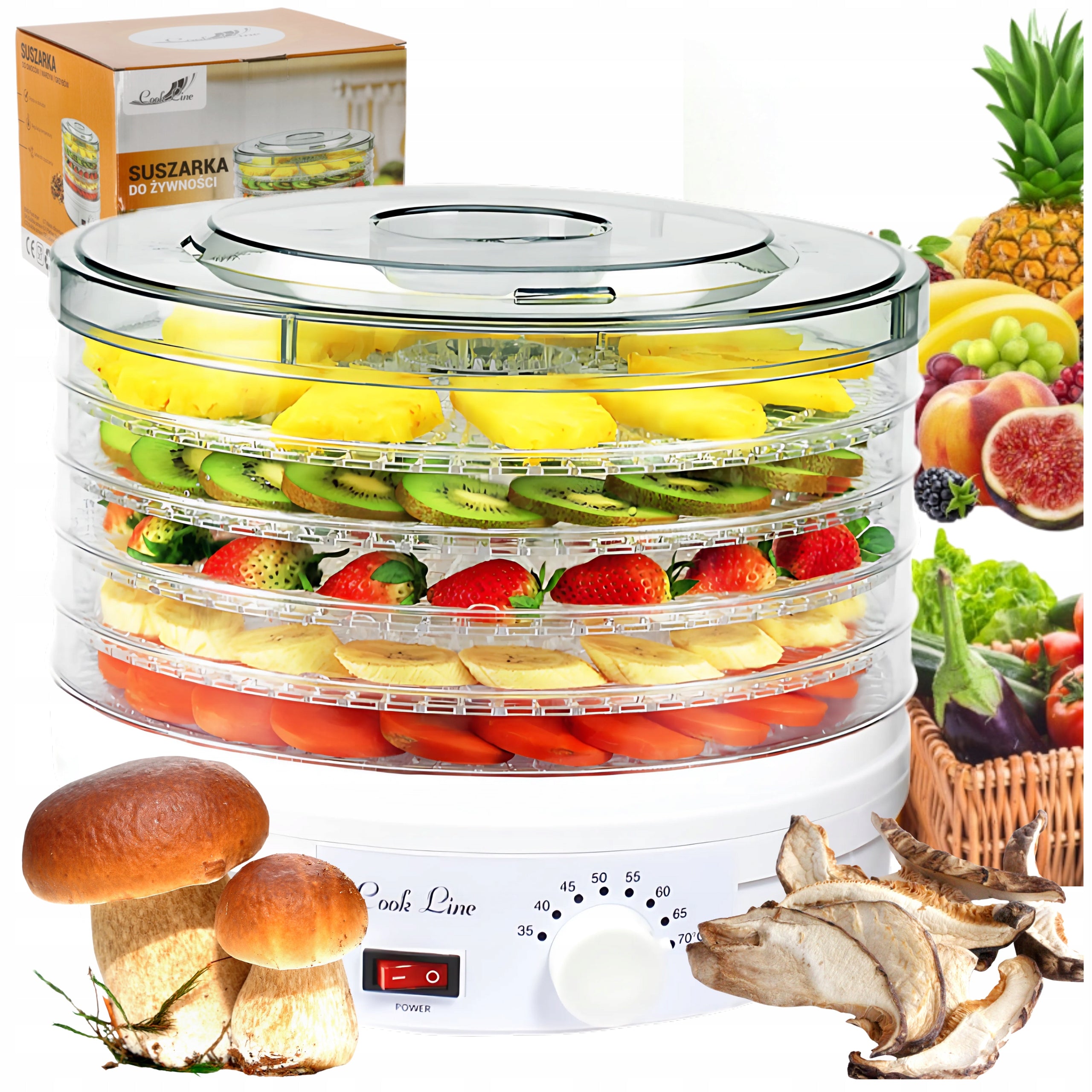 LARGE VEGETABLE FRUIT MUSHROOM DRYER FOOD SIEVE STRONG 5 LEVELS