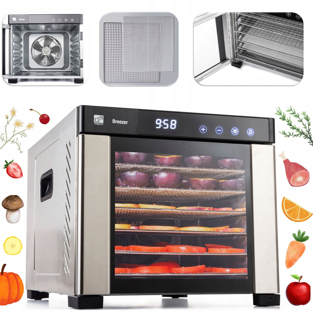 LARGE VEGETABLE FRUIT MUSHROOM DRYER STRONG 35-75 DEGREE TIMER G21 BREEZER