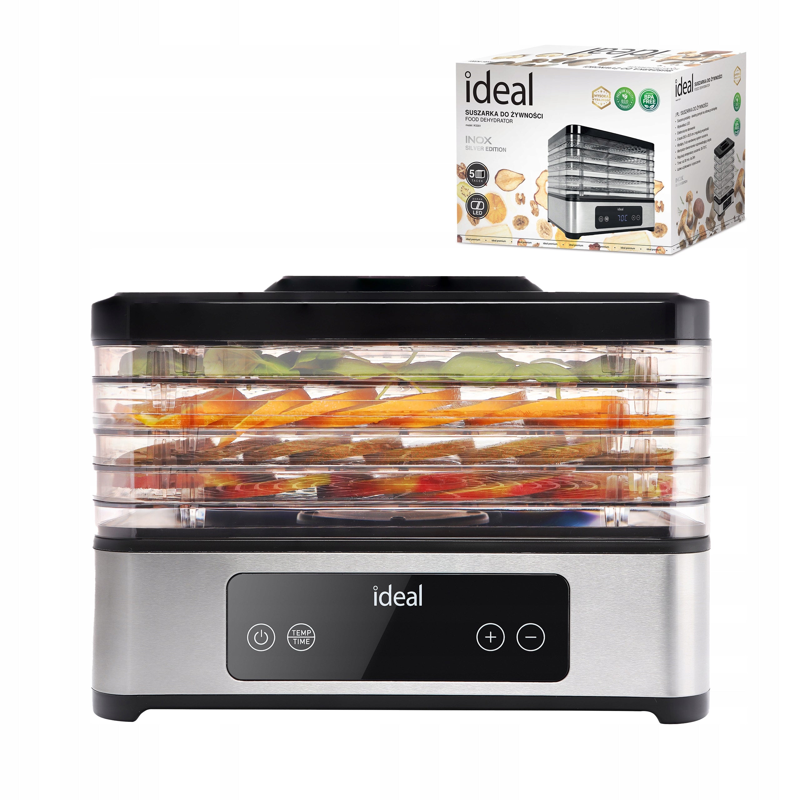 LARGE Vegetable Fruit Mushroom Dryer IDEAL INOX +Termoobieg 400W +Timer