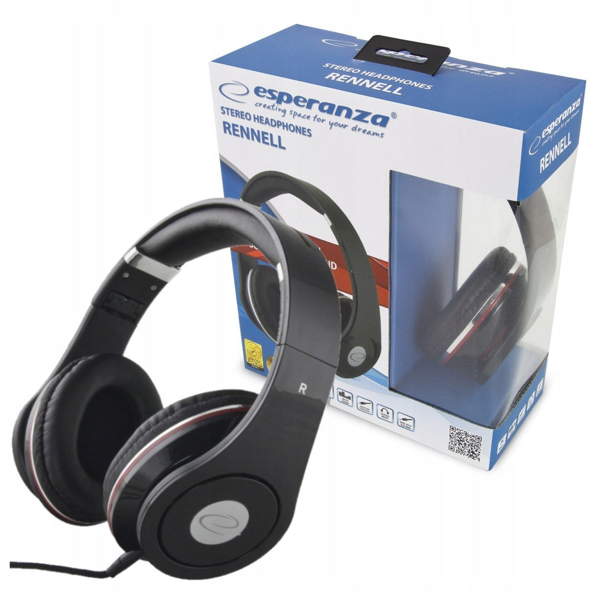 LARGE WIRED ON-EAR HEADPHONES FOR PHONE CABLE 5M FOLDING RENELL