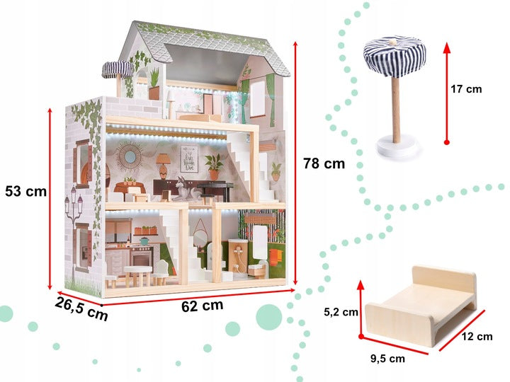 Medinis lėlių namelis Fluxar home MN-1079 78cm