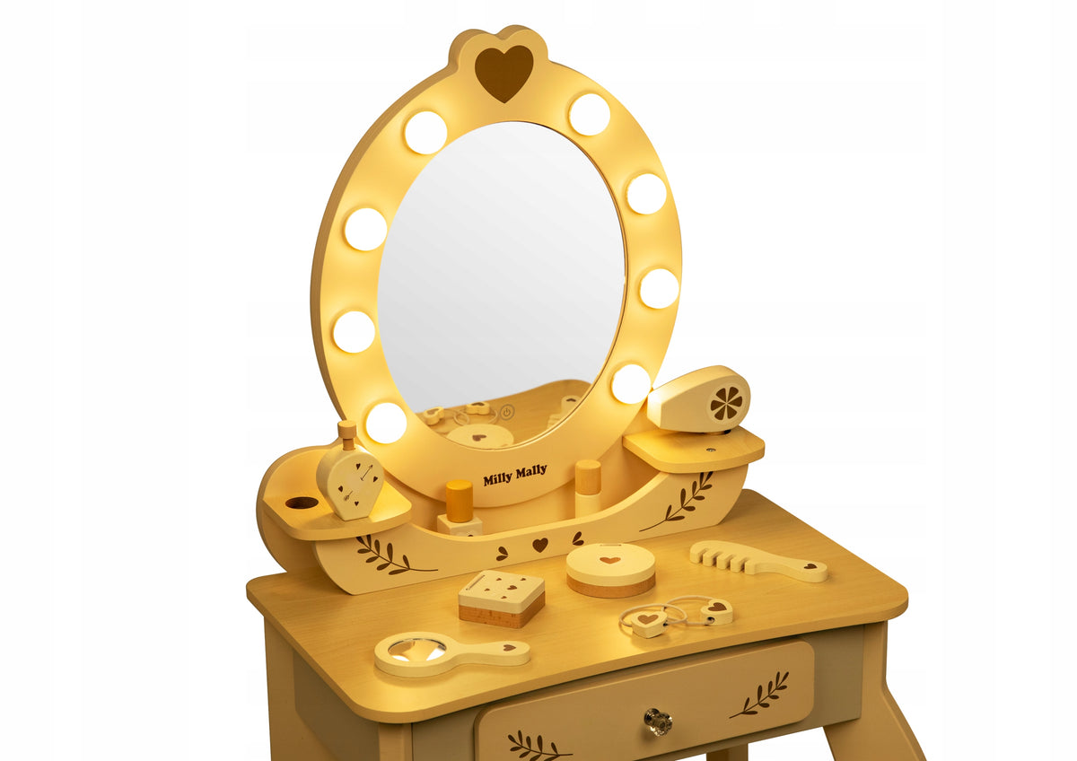 LARGE WOODEN DRESSING TABLE FOR CHILDREN WITH LED LIGHTING STOOL ACCESSORIES Manufacturer code 5906436283886