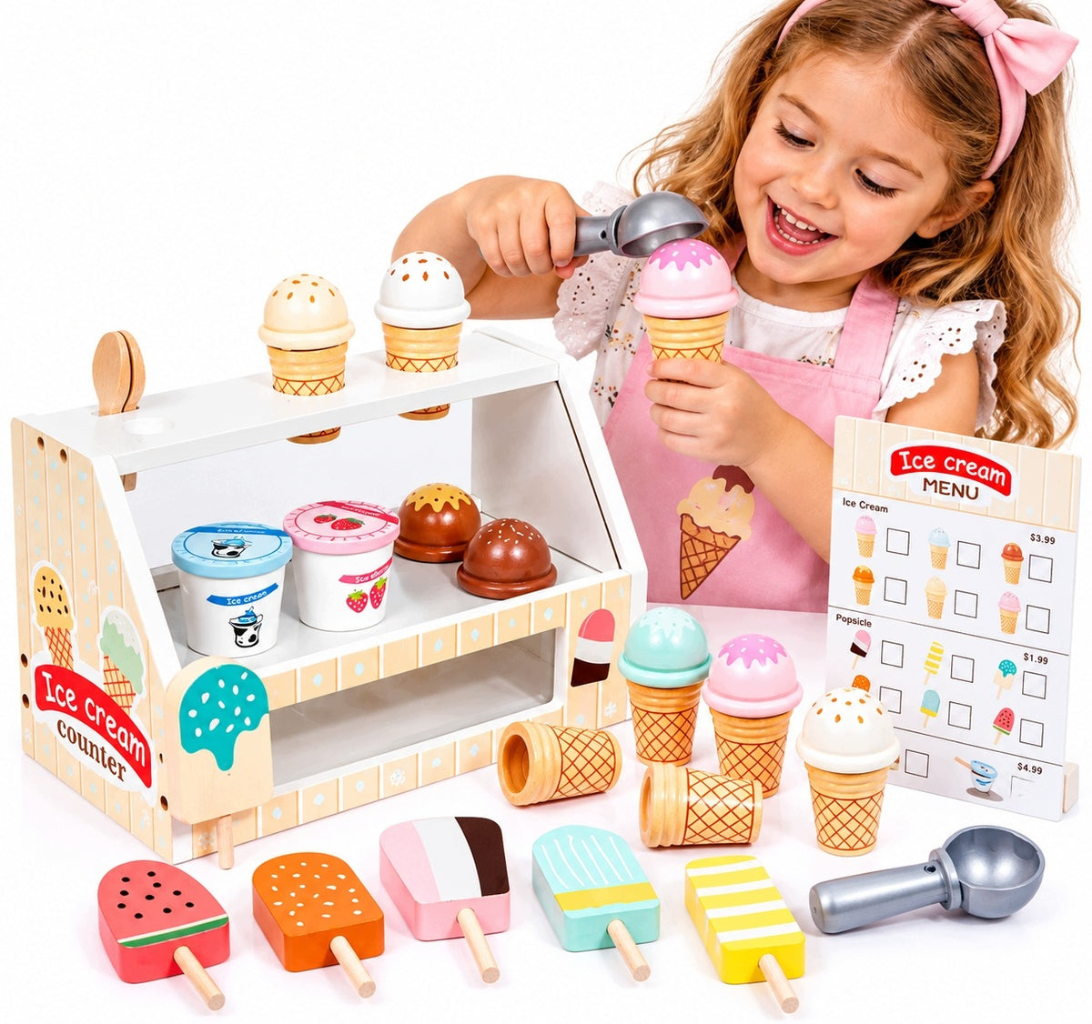 LARGE WOODEN ICE CREAM PARLOR FOR CHILDREN ICE CREAM SHOP SITE SET XXL Packaging status original
