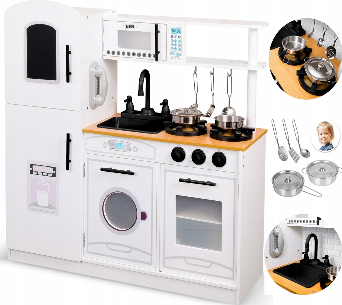 LARGE WOODEN KITCHEN XXL FOR CHILDREN EDUCATIONAL + ACCESSORIES
