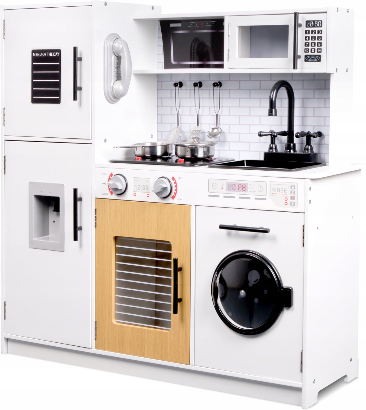 LARGE WOODEN KITCHEN for Children EDUCATIONAL INTERACTIVE LEDS +ACCESSORIES Manufacturer code KD35