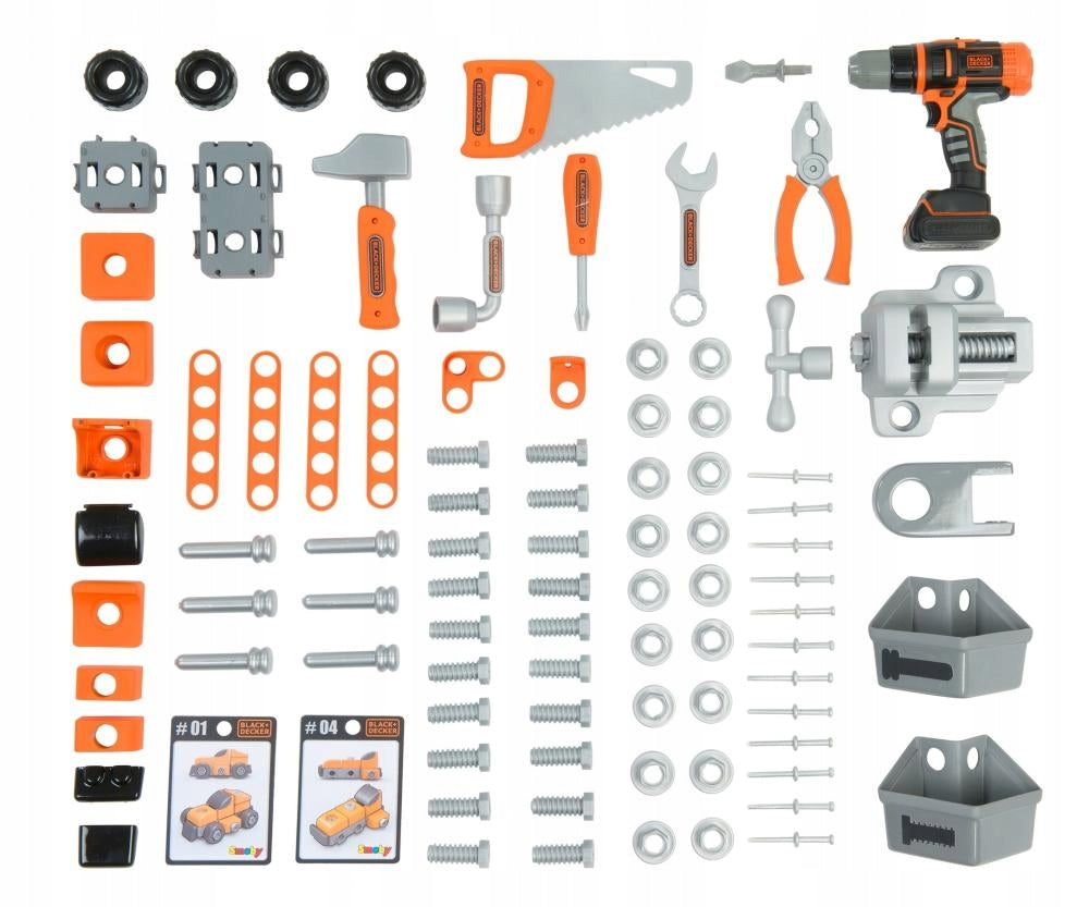 LARGE WORKSHOP OF BLACK&DECKER SMOBY 92 ELEMENTS 3+ Brand Smoby