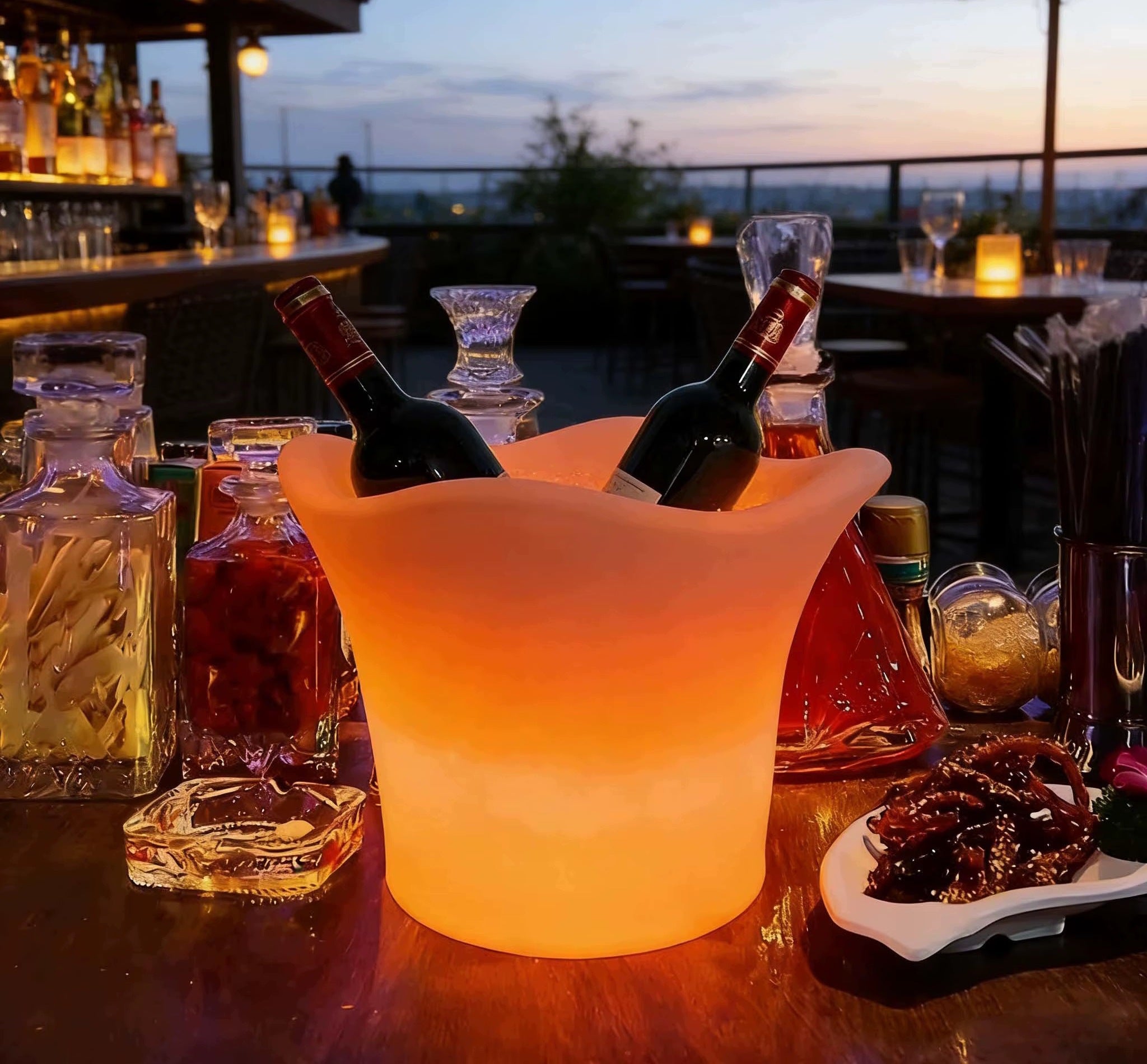 LARGE XL ILLUMINATED BAR ICE CONTAINER DRINKS BUCKET 16kol LED PILOT Packaging status original