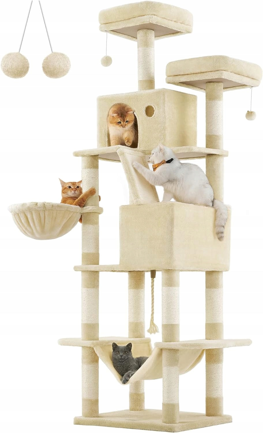 LARGE XXL cat scratcher HIGH tower house hammock 206cm multi-level BEIGE Manufacturer code PCT190M01