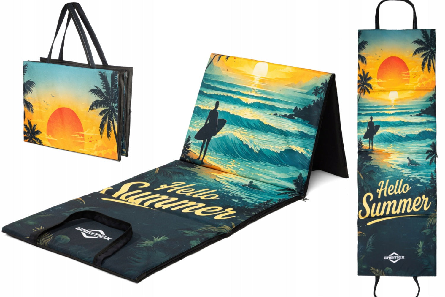 LARGEST MAT beach bag for beaches 200x62 SUNSET double foam