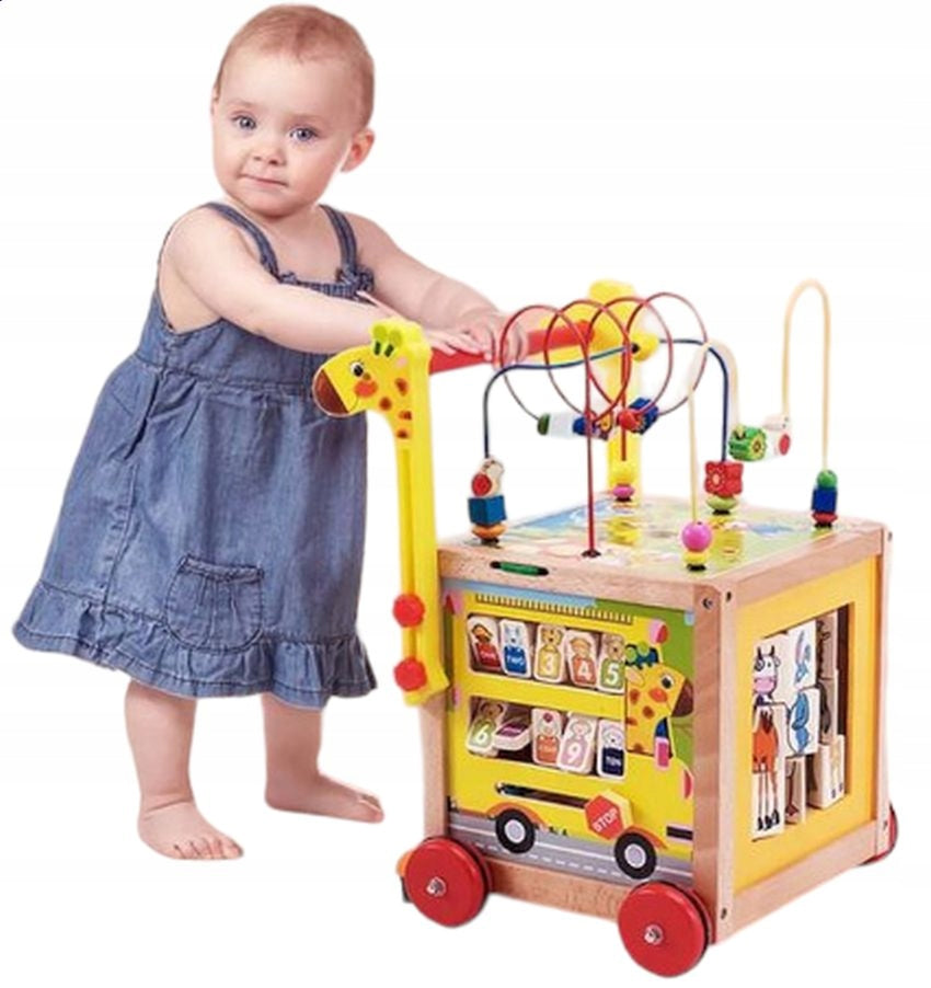 LARGEST WOODEN WALKER PUSHER EDUCATIONAL CUBE 7in1 + MULA montessori