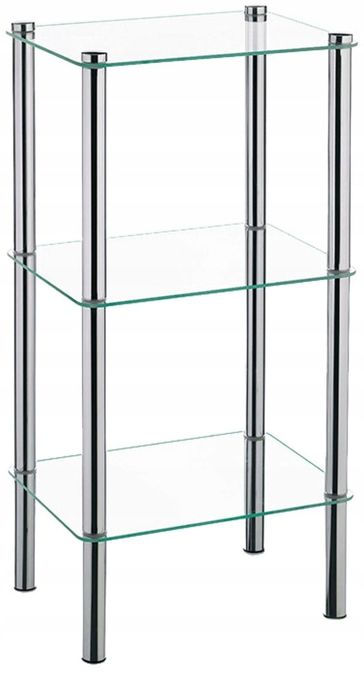 LARS Corner Shelf, Chrome/Glass, 3rd Level Furniture color silver