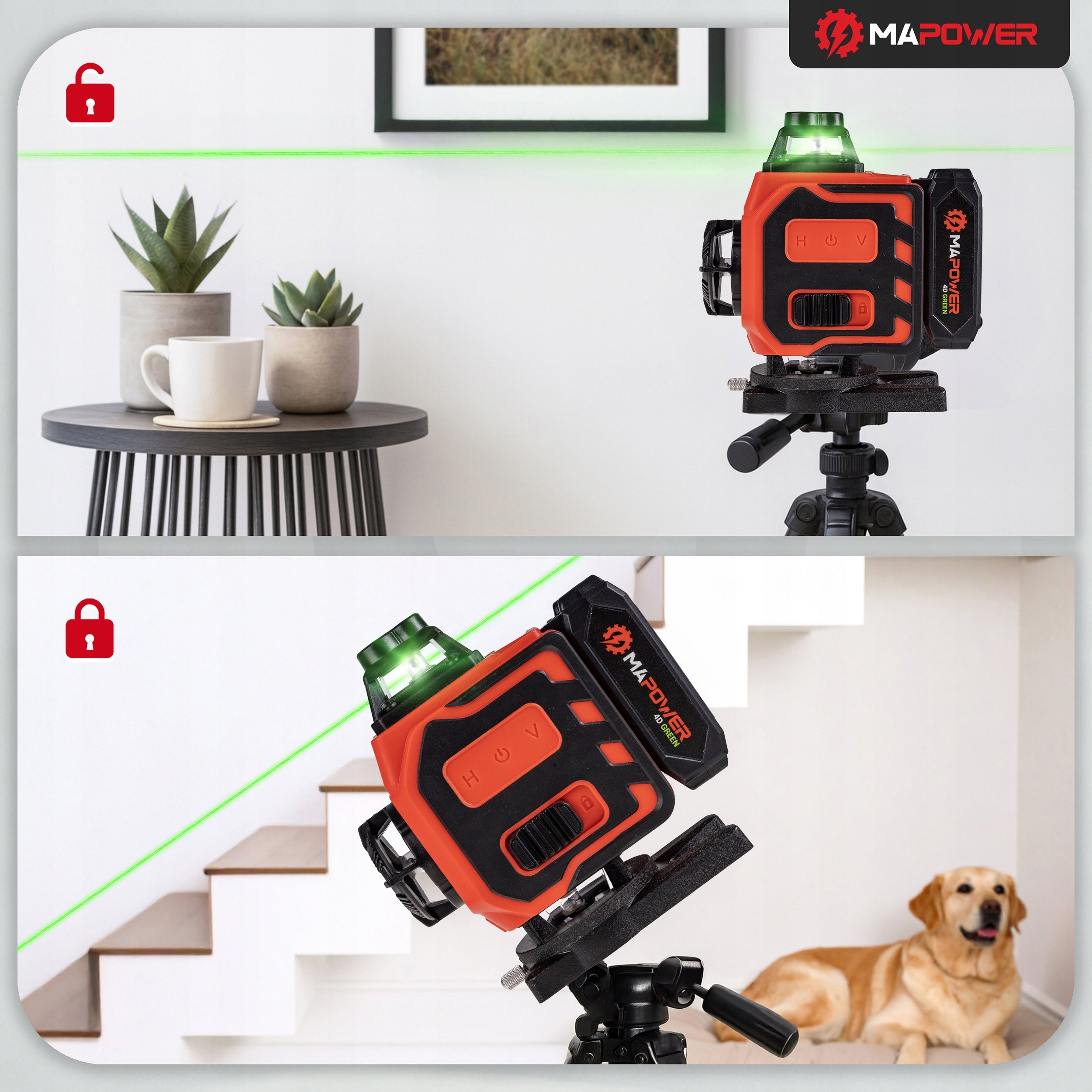 LASER CROSS LASER LEVEL 4D PLANE GREEN + TRIPOD 120CM Measurement accuracy (+/-) 1 mm