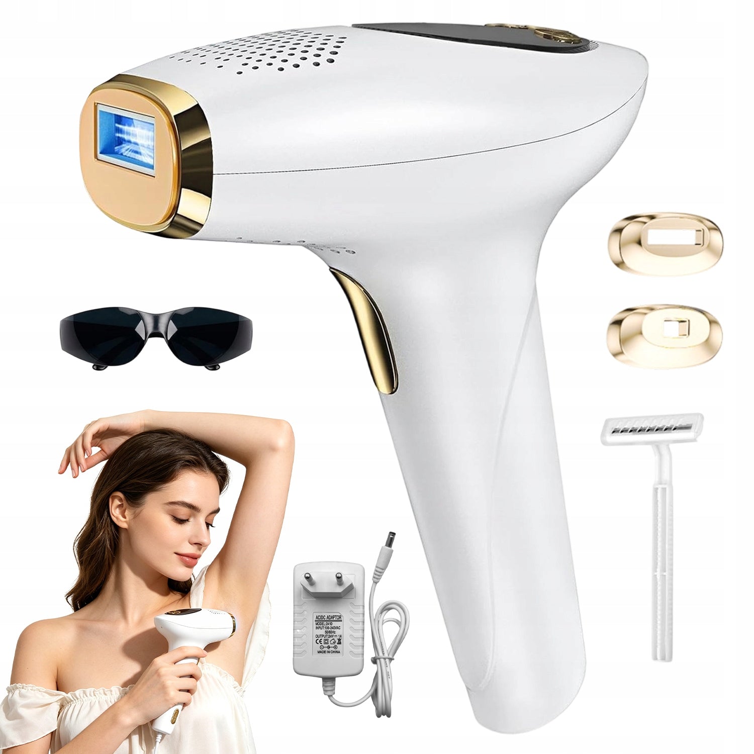 LASER EPILATOR PERMANENT HAIR REMOVAL WITH SKIN SENSOR COOLING 36-48W