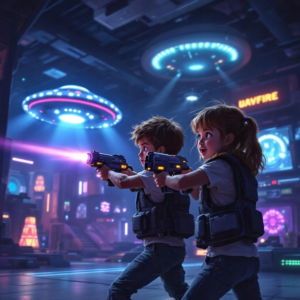 LASER GUNS WITH PROJECTOR UFO INTERACTIVE TOY ARCADE GAME Brand YH
