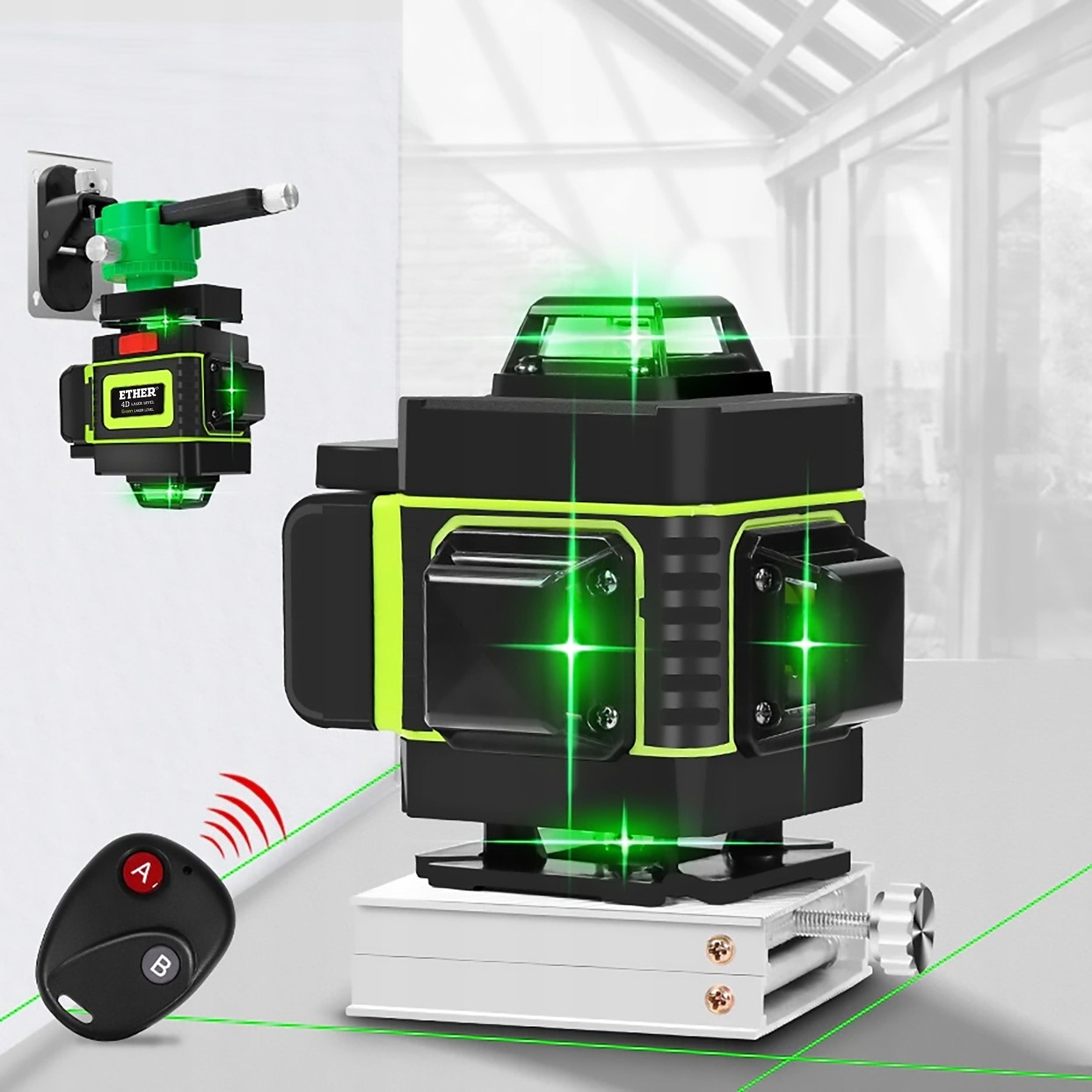 LASER LEVEL 16 LINES CROSS LASER + TRIPOD 150 CM +2AKU SET XXL Packaging status original