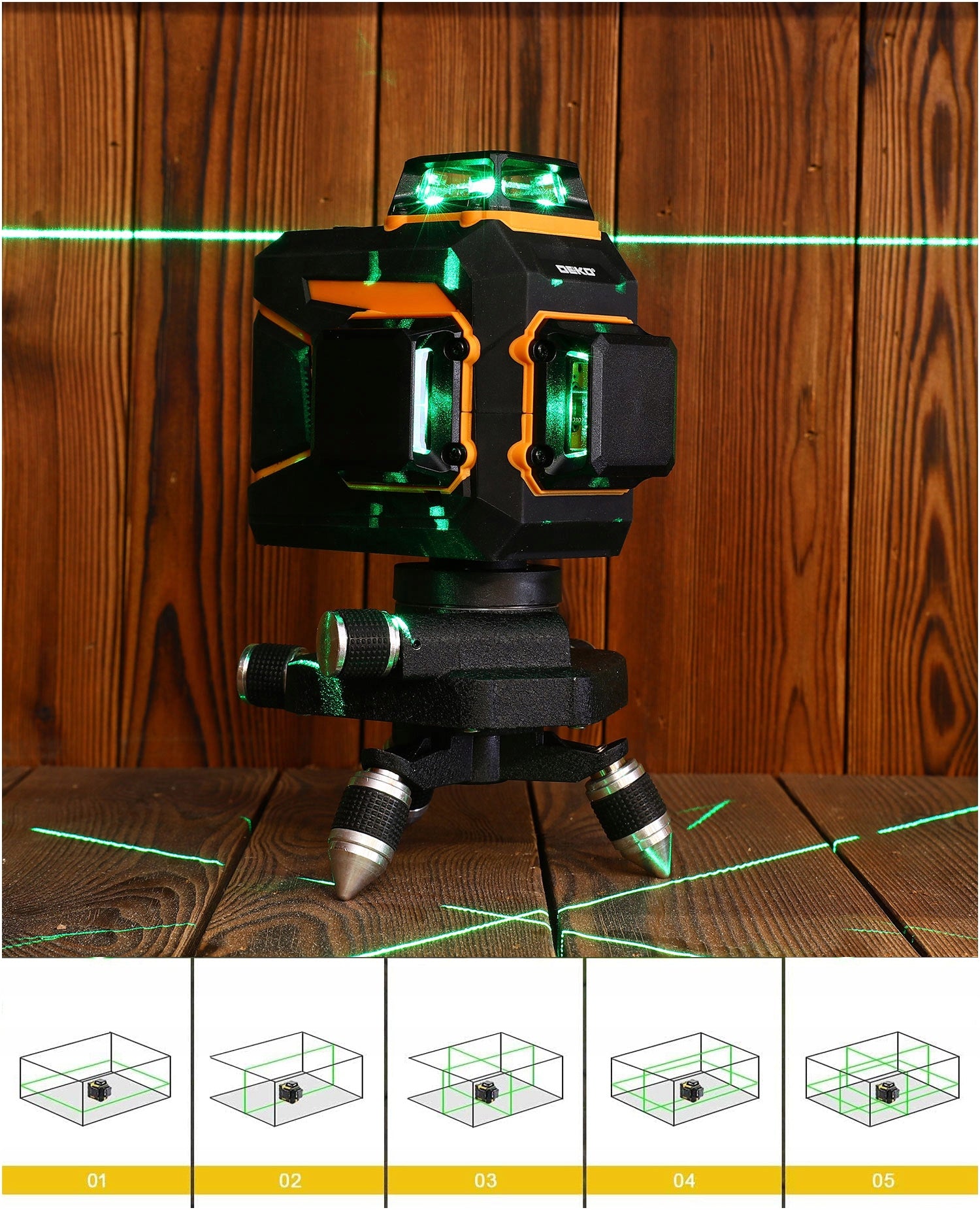 LASER LEVEL 360 PLANE 3D CROSS LASER PRO GREEN DEKO Measurement accuracy (+/-) 0.2 mm