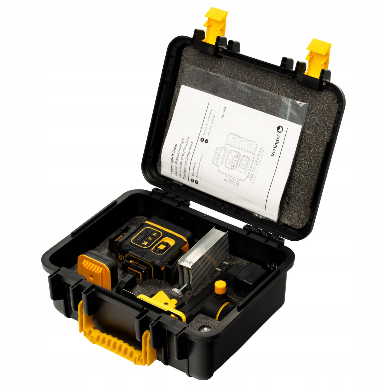 LASER LEVEL 4×360° CROSS LASER 4D SET + ACCESSORIES Power supply rechargeable battery