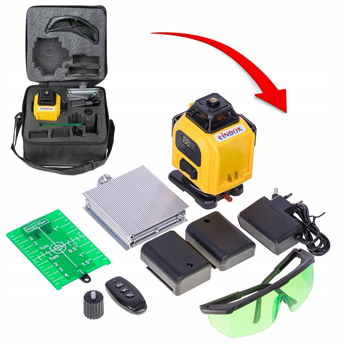 LASER LEVEL 4D 16 LINES 360° LEVEL CROSS LASER IP54 SET