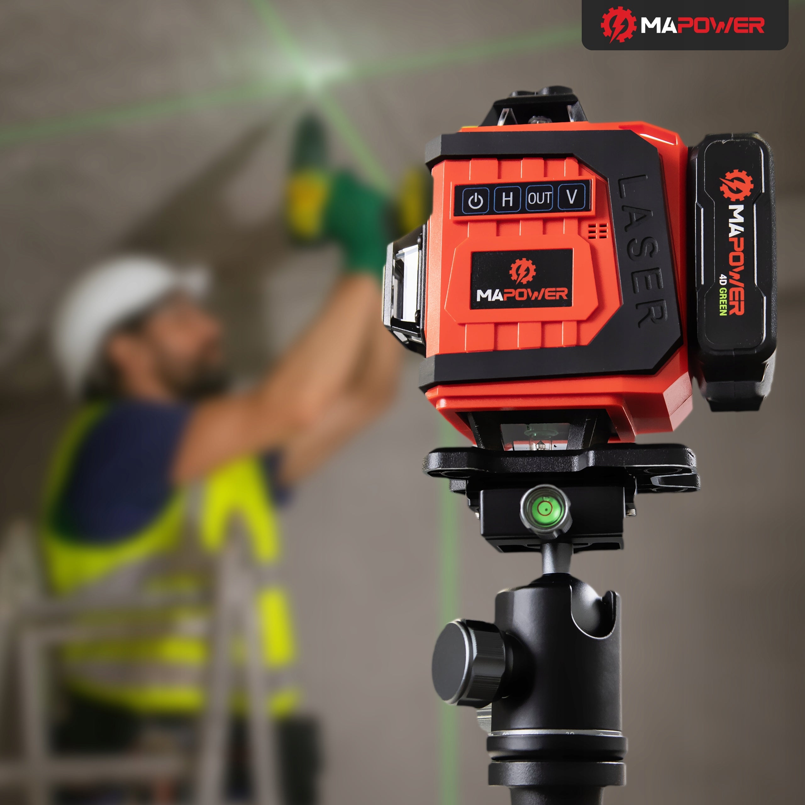 LASER LEVEL CROSS LASER 360 4D GREEN ELECTRONIC COMPENSATOR Maximum working range 30 m