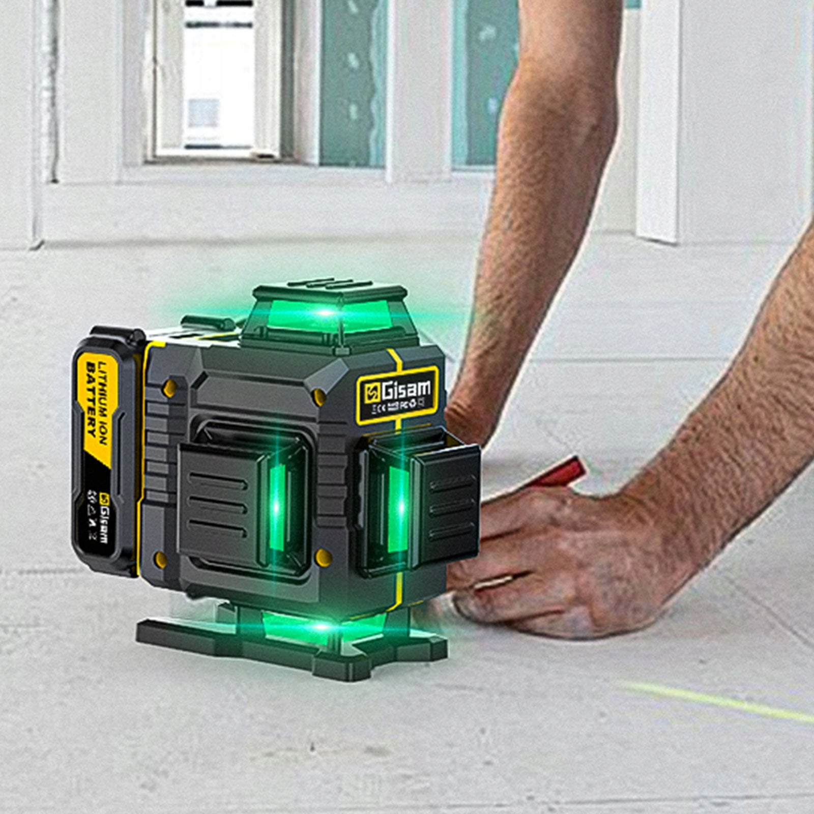 LASER LEVEL CROSS LASER 4D 16 LINE GREEN 2x AKU + TRIPOD Laser color green