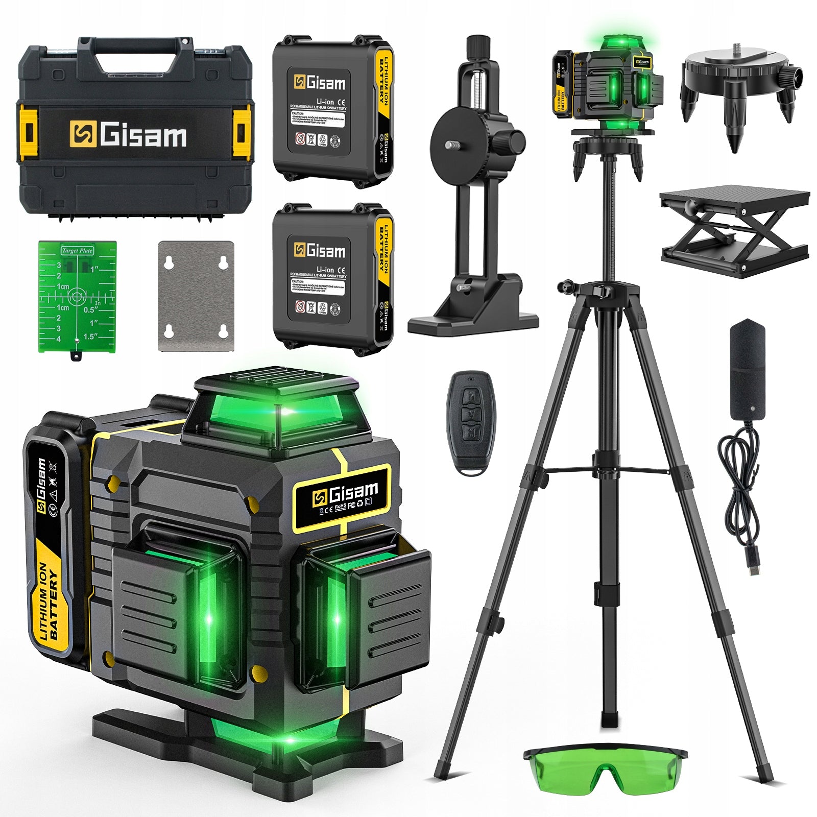 LASER LEVEL CROSS LASER 4D 16 LINE GREEN 2x AKU + TRIPOD
