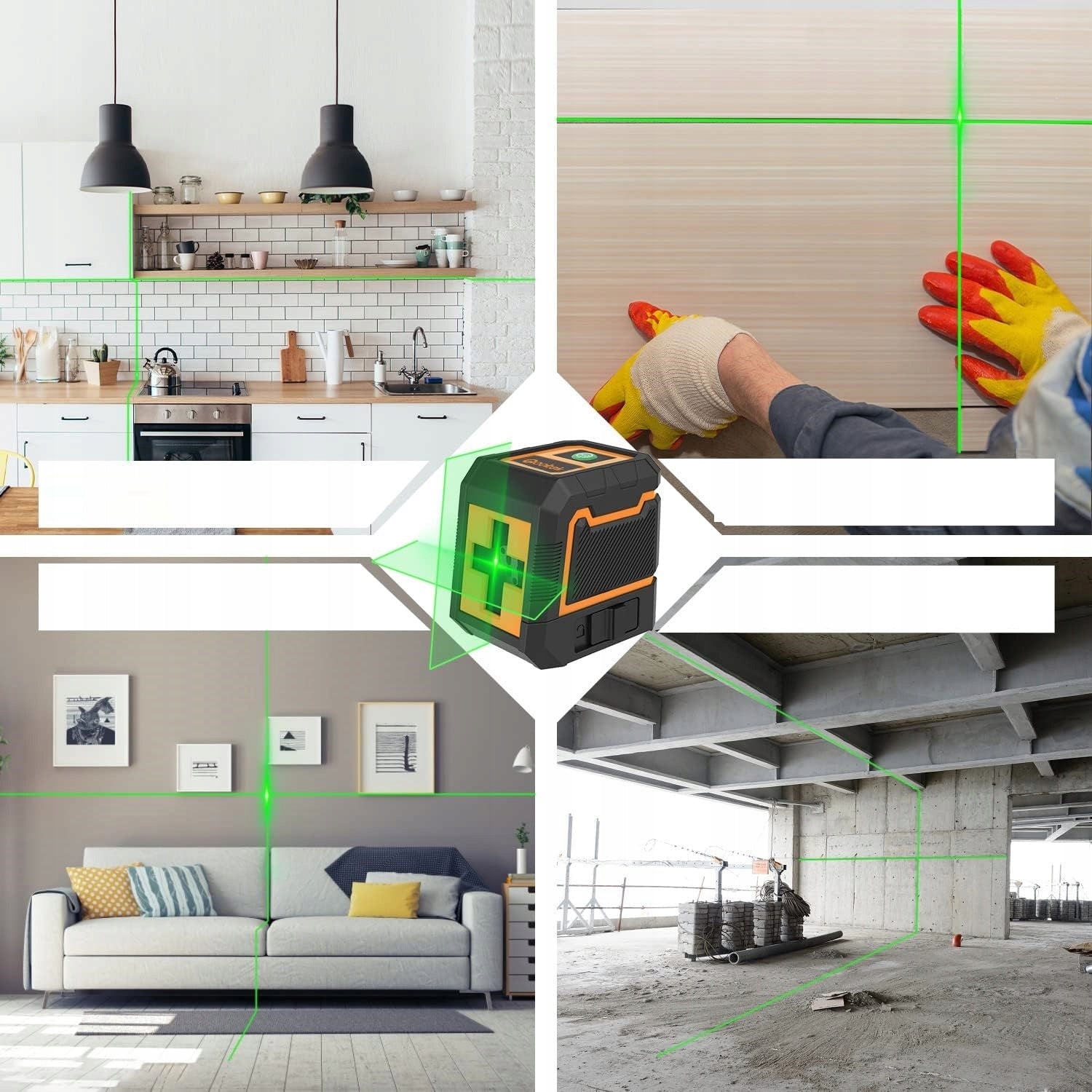 LASER LEVEL LINEAR LASER CROSS GREEN RADIUS IP54 30m range Manufacturer code 20E10000030