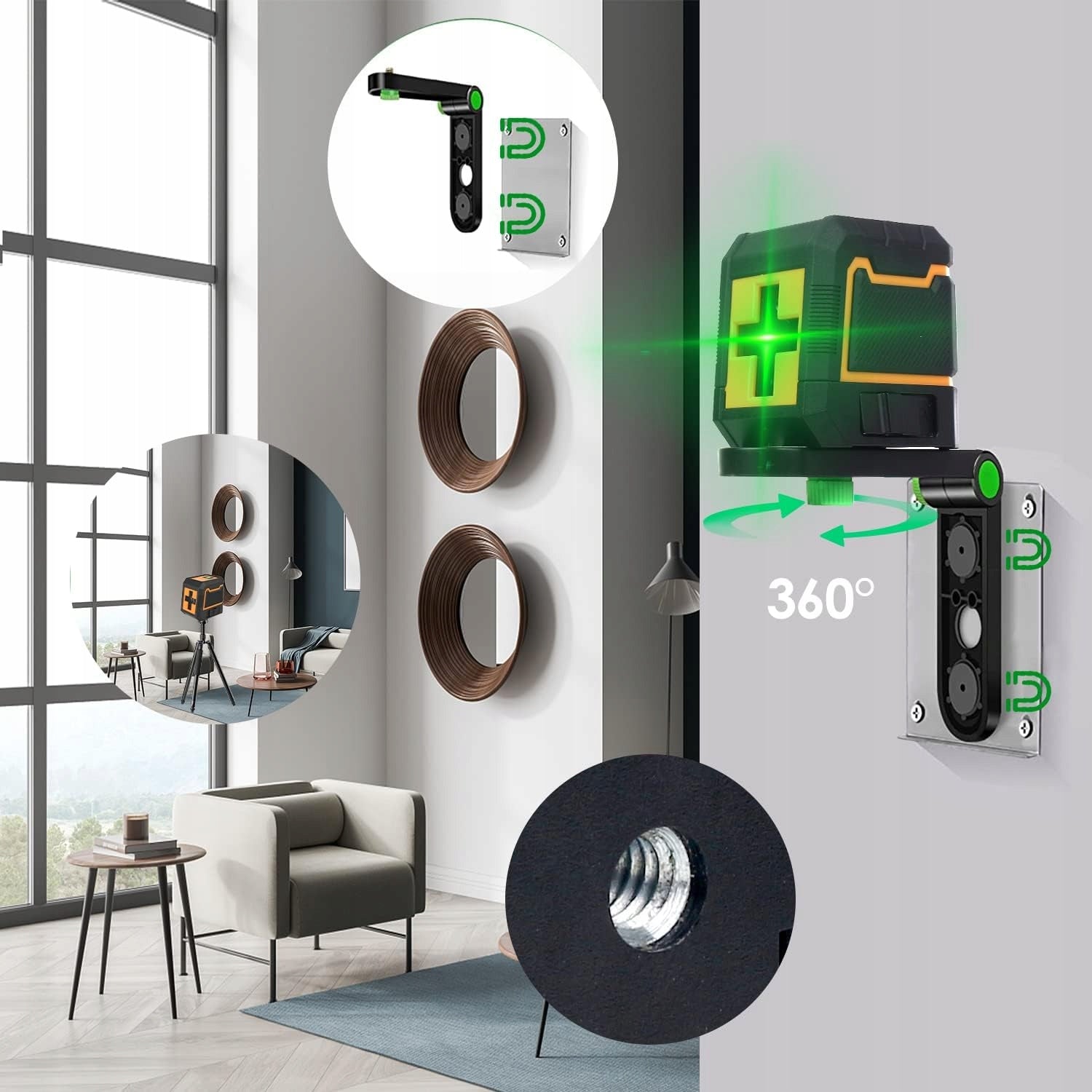 LASER LEVEL LINEAR LASER CROSS GREEN RADIUS IP54 30m range Maximum working range 30 m