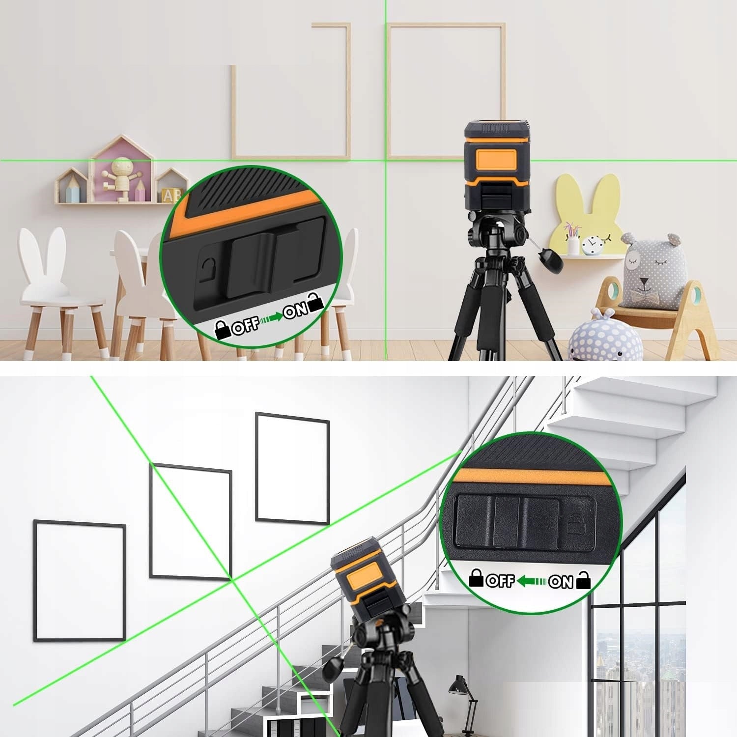 LASER LEVEL LINEAR LASER CROSS GREEN RADIUS IP54 30m range Model 20E10000030