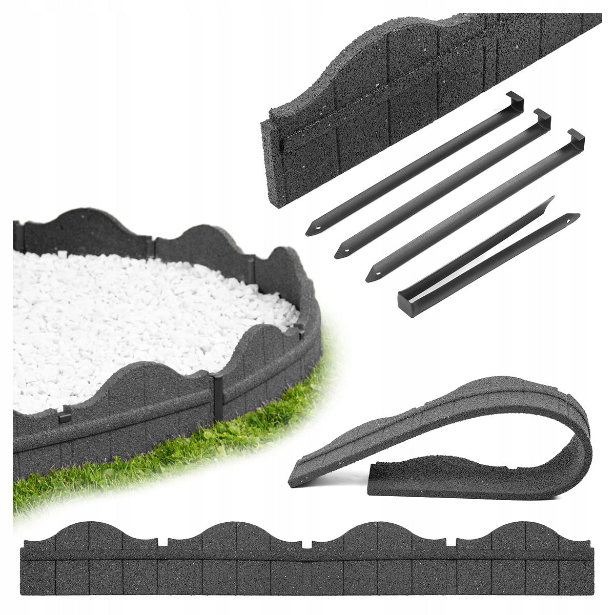 LAWN EDGING GARDEN PALISADE ELASTIC HIGH BORDER FENCE 118 cm